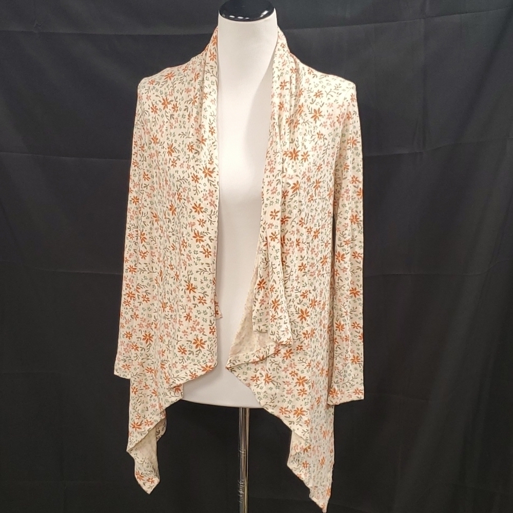 Bobeau Floral Waterfall Cardigan SZ XS